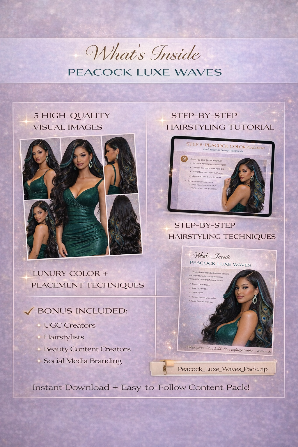 Peacock Luxe Waves – UGC Content Kit + Step-by-Step Tutorial