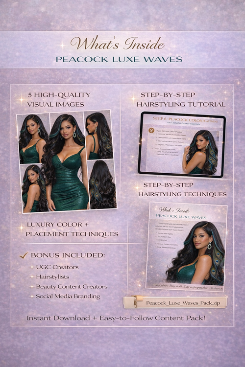 Peacock Luxe Waves – UGC Content Kit + Step-by-Step Tutorial